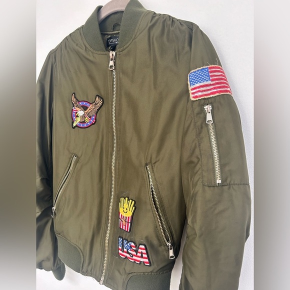 Topshop green bomber jacket women’s size 2 - Picture 9 of 9